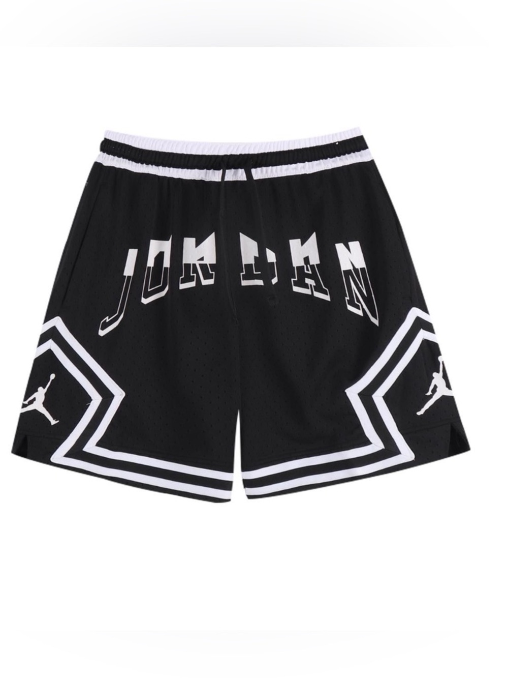 Jordan Black and White Retro Mesh Basketball Shorts